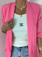 Distinctive Plain Rose Red Long Sleeve Jacket