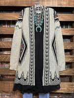 Khaki Casual Long Sleeve Geometric Printed Cardigan
