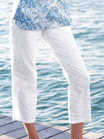 White Casual Solid Comfortable Pants