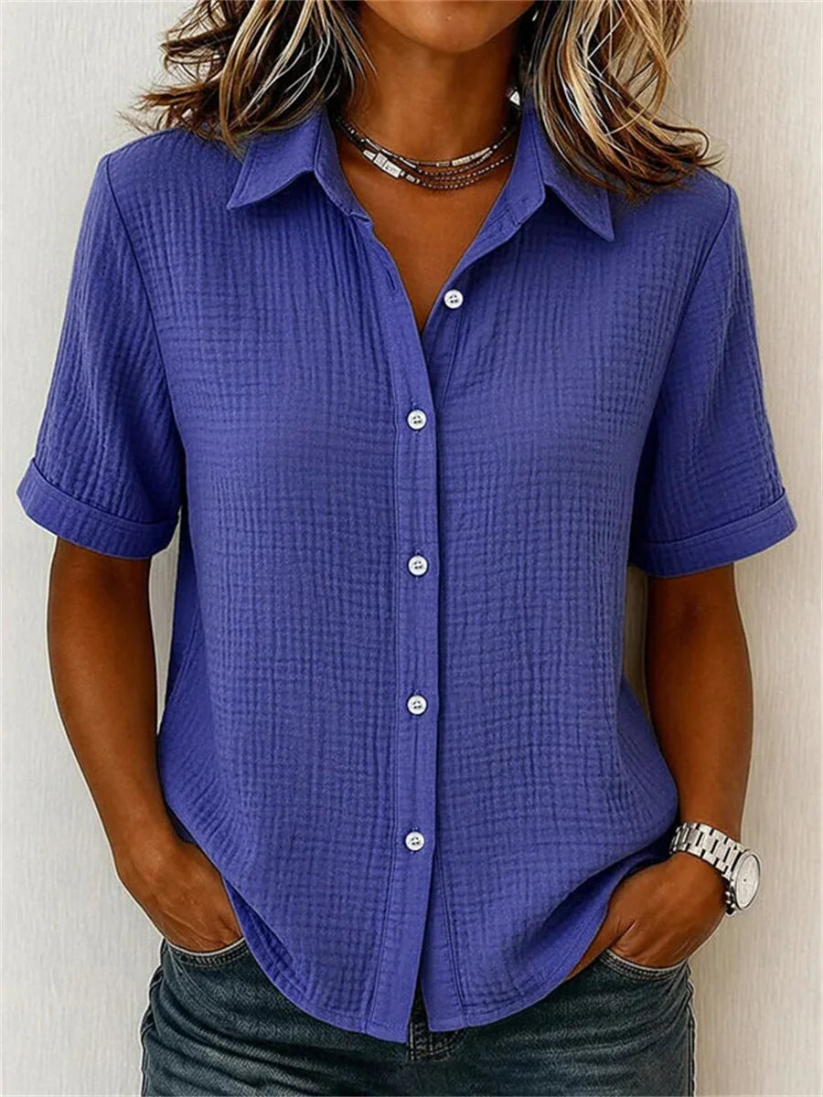 Casual Solid Colour Short Sleeve Blouse