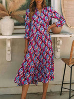 Vintage Floral Bohemian V Heck Dress