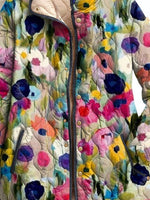 Women's Vintage Lovely Floral Art Print Casual Quilted Cardigan