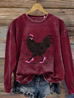 Vintage Animal Print Round Neck Long Sleeve Sweatshirt