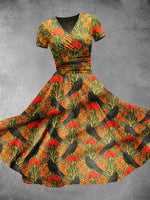 Crow Flower Dark Gothic Halloween Art Print Maxi Dress