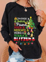 Black Casual Graphic Tops Round Neck Long Sleeve Character Printed Xmas Sweatshirt