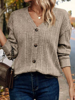 Buckle V Neck Plain Casual Shirt