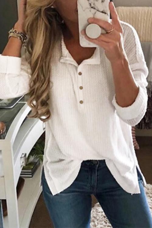Women's Button Front Long Sleeve Casual Top