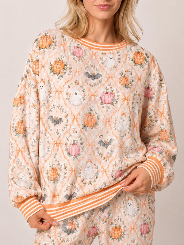 Women’s Halloween Pumpkin & Ghost Pajama Set