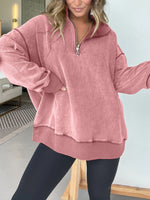 Women's Oversized Quarter Zip Vintage Pullover