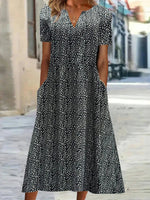 Casual Vintage V-neck Short Sleeve Dress