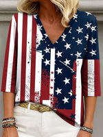 Trendy V-neck 3/4 Sleeve Top