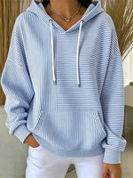 Casual Striped Art Printing Long Sleeve Soft Loose Hoodie