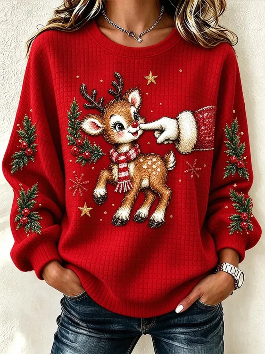 Casual Christmas Crew Neck Long Sleeve Sweatshirt