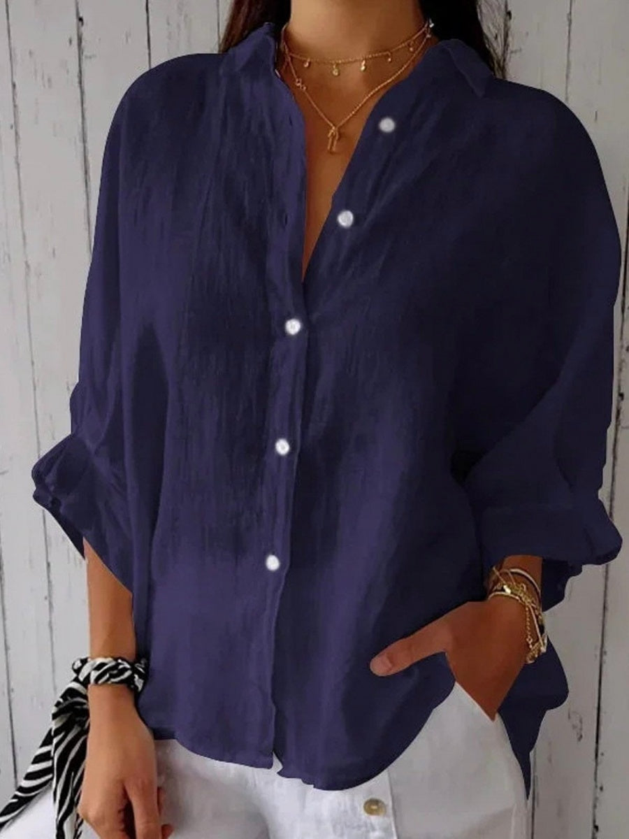 Women's Cotton Half Sleeve Button Down Shirt