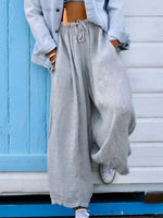 Solid Color Pure Linen Parachute Pants