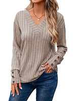 Plain Soft Long Sleeve V-neck Sweater