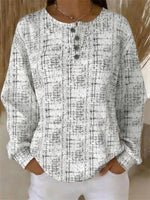 Casual Henley Collar Long Sleeve Geometric Sweatshirt