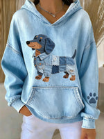 Casual Dog Print Long Sleeve Hoodie