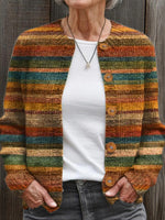 Popular Long Sleeve Striped Print Cardigan