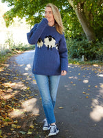Blue Sheep Jumper Round Neck Long Sleeve Sweater