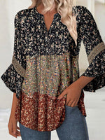 Retro V-Neck 3/4 Sleeve Top