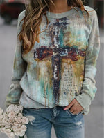 Multi Casual Round Neck Long Sleeve Character Printed Sweatshirts