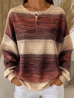 Casual Geometric Henley Collar Long Sleeve Sweatshirt