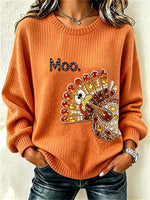Casual Turkey Crew Neck Long Sleeve Sweatshirt