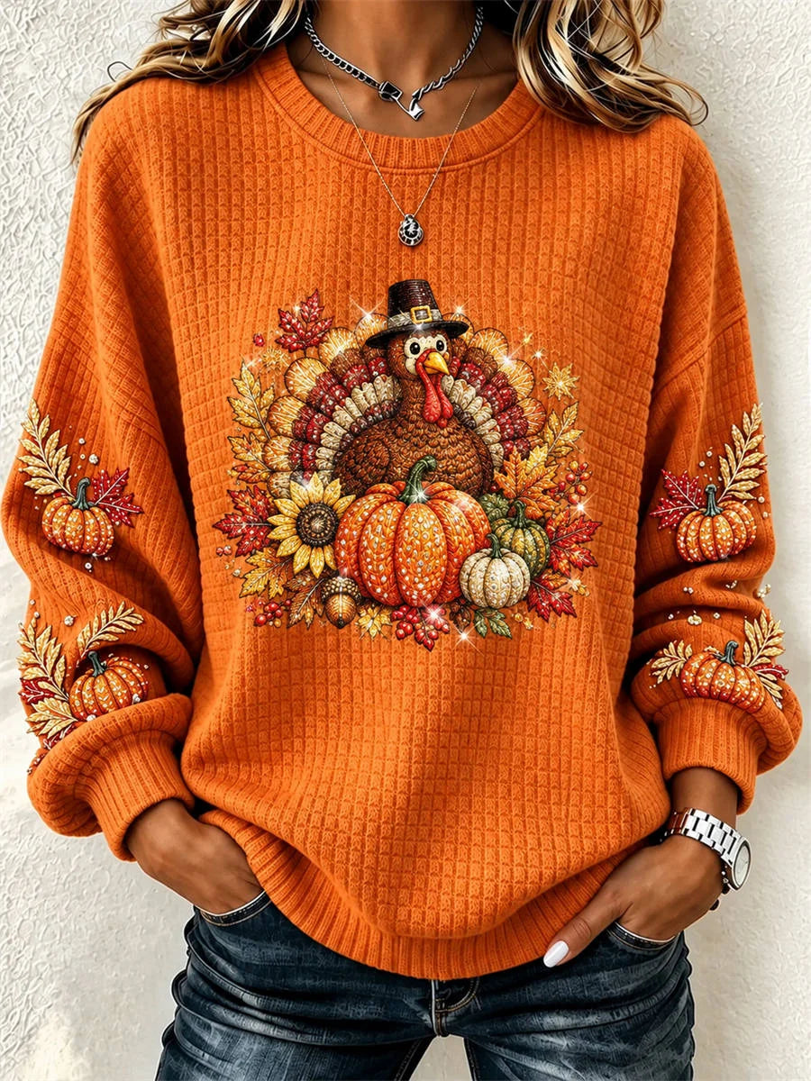 Casual Maple Leaf Crew Neck Long Sleeve Sweatshirt