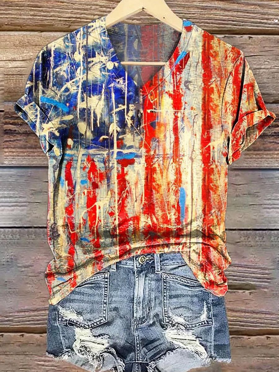 Popular V-Neck Short Sleeve Top