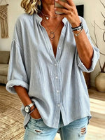 Casual Striped Long Sleeve Blouse