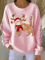 Casual Christmas Crew Neck Long Sleeve Sweatshirt