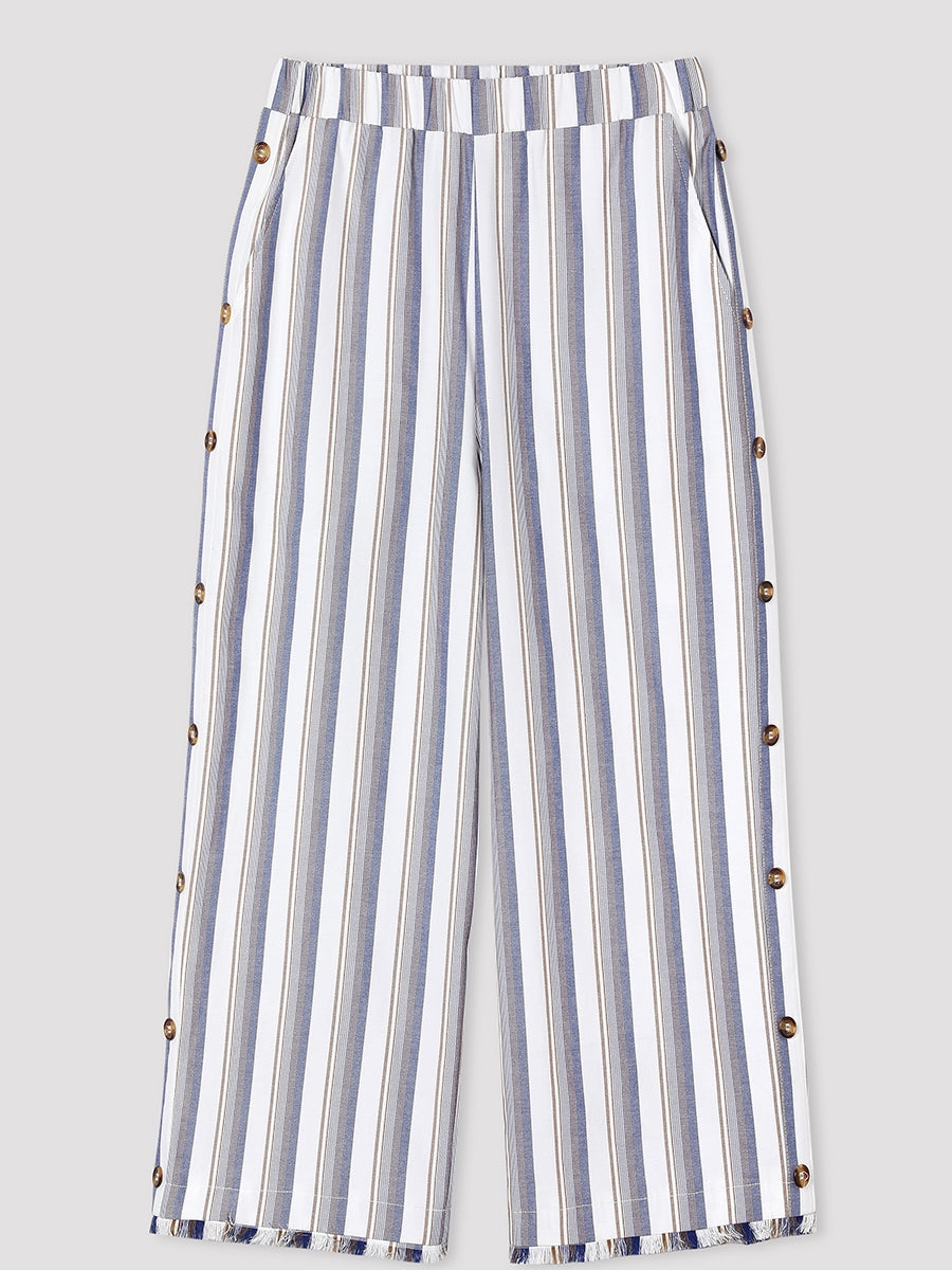 Stripe Casual Button Pants