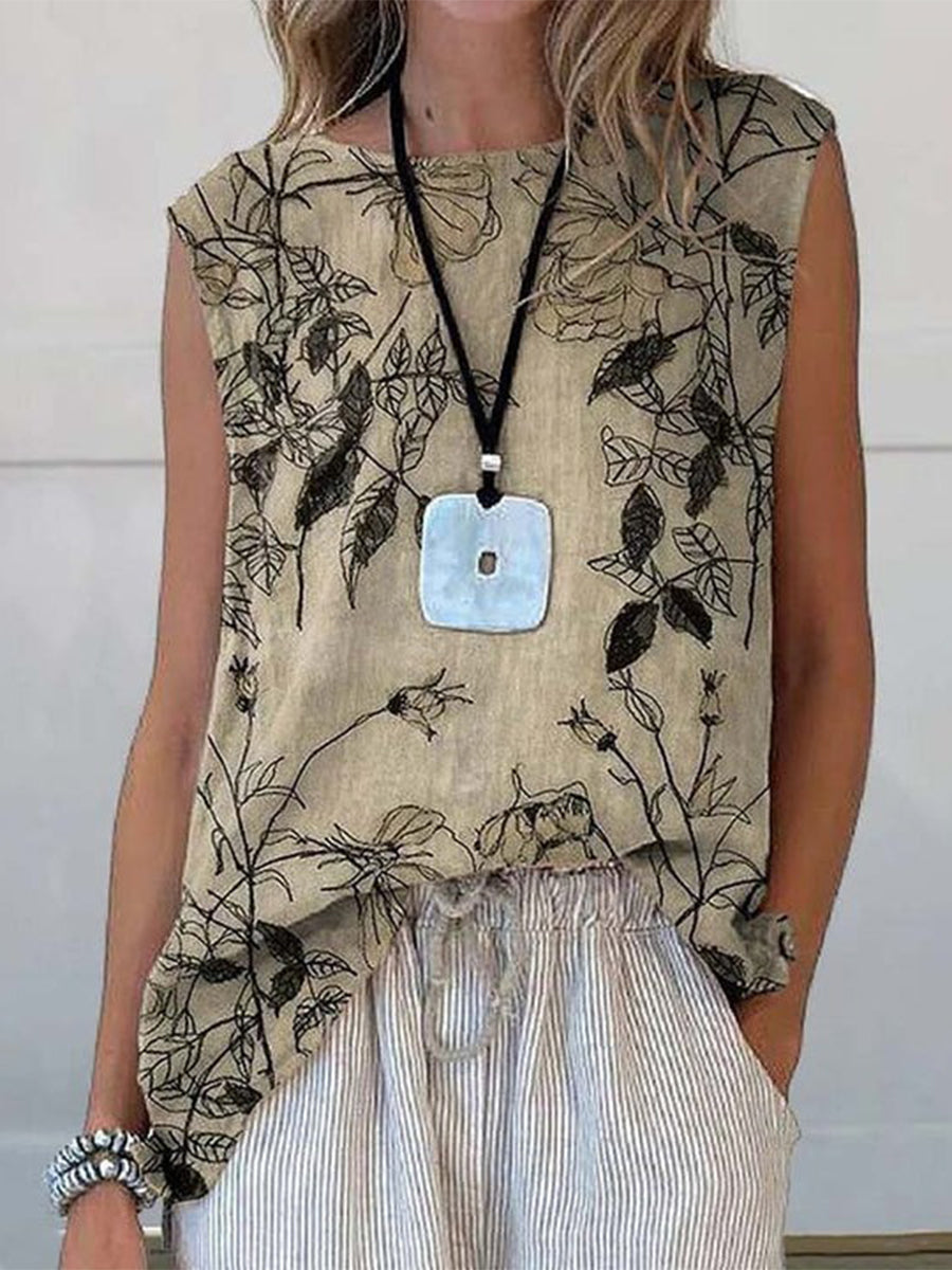 Vintage Floral Print Tank Top