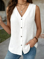 Casual Solid Colour V-neck Sleeveless Tank Top