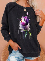 Purple flower Alzheimer's Awareness Casual Sweatshirt