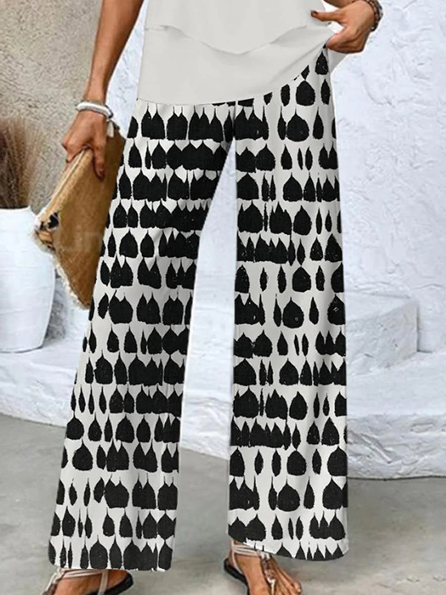 Casual Elastic Waistband Grey Pants