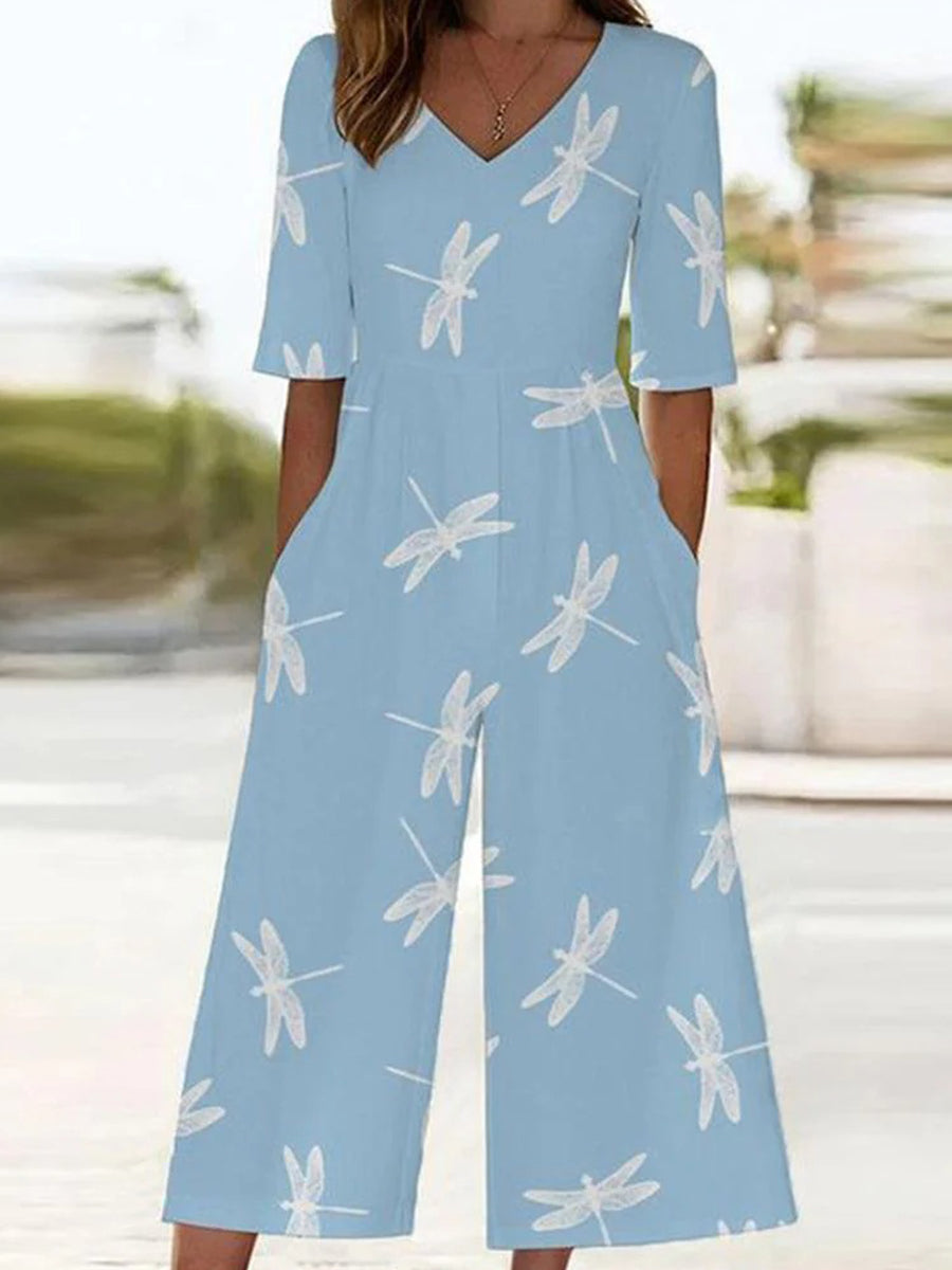 Breezy Blue V-neck Jumpsuit