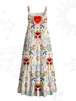 Sacred Flame Heart Wide Straps Maxi Dress