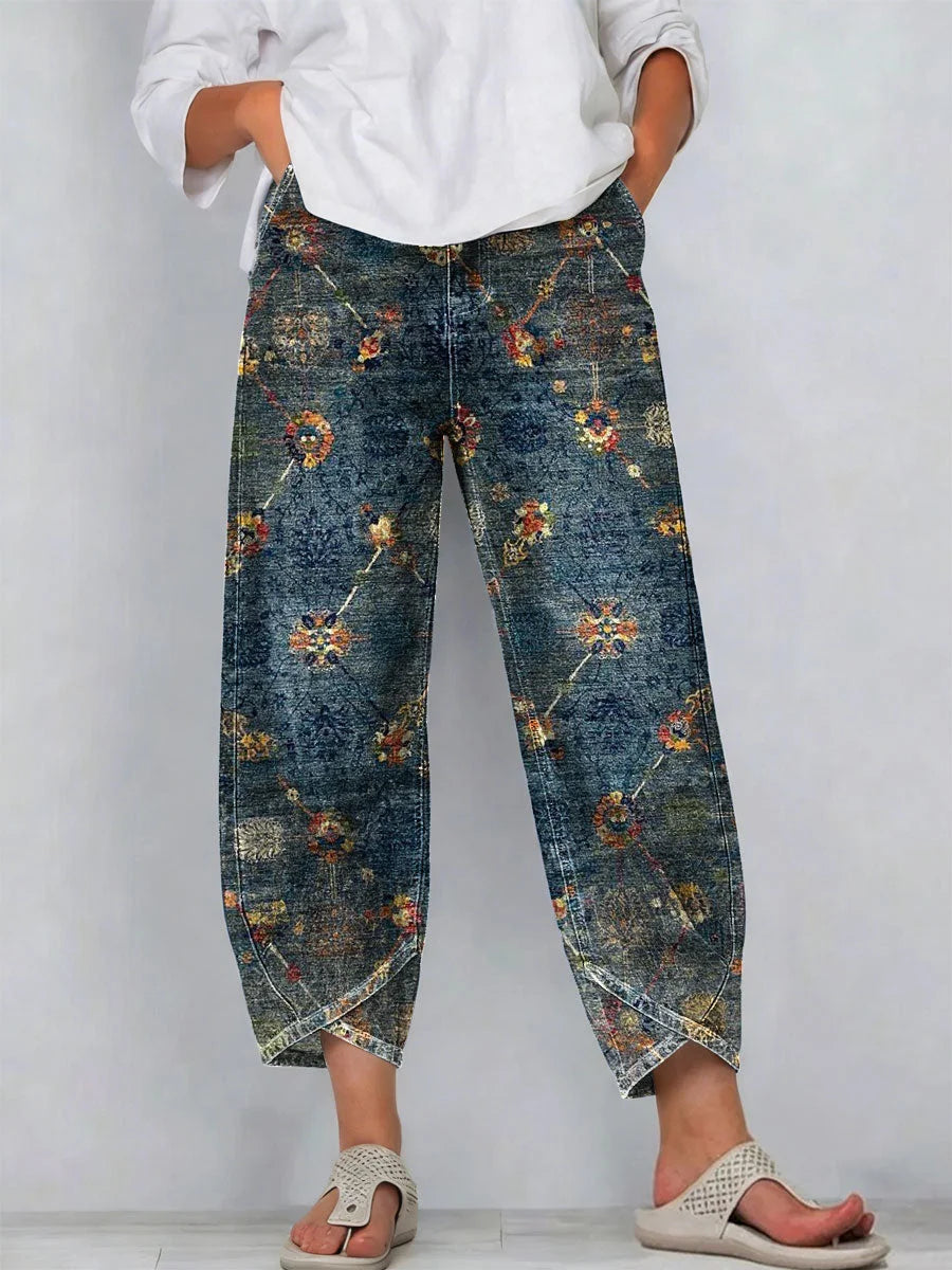 Women's Vintage Floral Printed Casual Pants