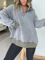 Women's Oversized Quarter Zip Vintage Pullover
