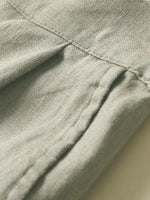 Solid Pockets Elastic Cotton Casual Straight Pants