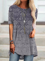 Round Neck Casual Short Sleeve Tribal T-shirt