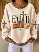 Casual Leopard Crew Neck Long Sleeve Sweatshirt
