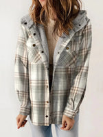 Women's Flannel Plaid Fleece Hooded Shacket