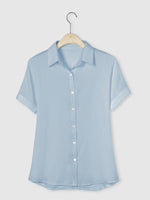 Solid Casual Stand Collar Short Sleeve Shirt