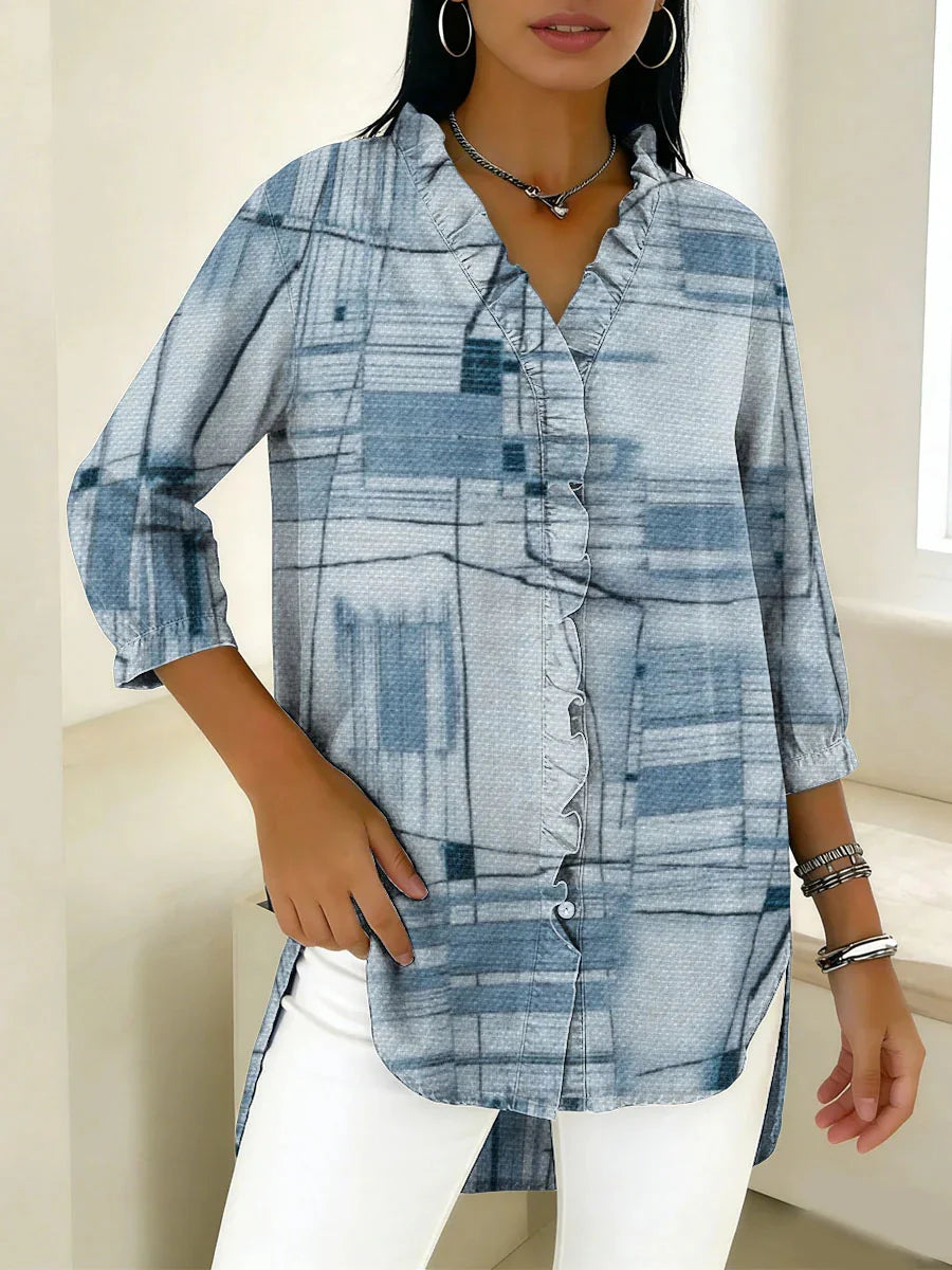 Women's Casual V-neck 3/4 Sleeve Shirt