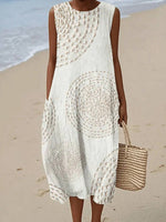 Vintage Casual Round Neck Sleeveless Dress