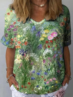 Youthful Floral Print Short Sleeve Top