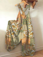 Casual Resort Bohemian Floral Plaid Print Loose Jumpsuit